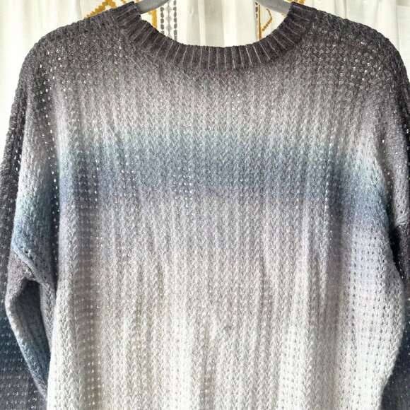 Lisa Todd Color Dreamer Sweater (Size L) Blue Ombré Wool Blend Open Stitch Knit - Picture 7 of 11